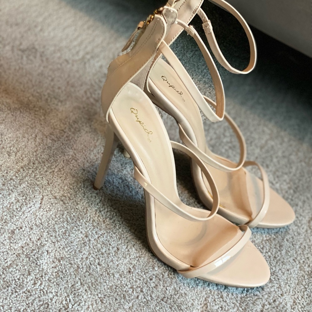 Nude strappy heels